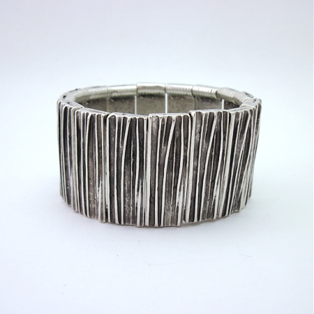 Medium Width Lined Stretch Zinc Bracelet - Click Image to Close